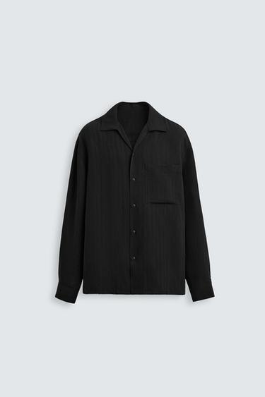 STRIPED JACQUARD SHIRT - Black by Zara