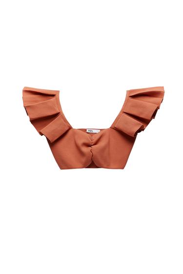 RUFFLED KNIT CROP TOP