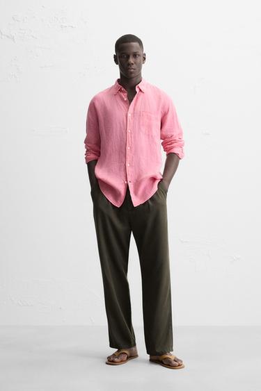 100% LINEN SHIRT - Strawberry by Zara