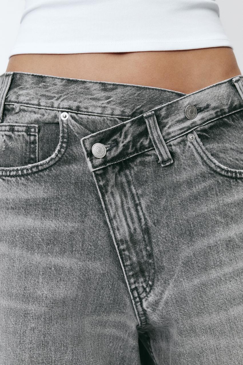 TRF MID-WAIST CROSSOVER BAGGY JEANS