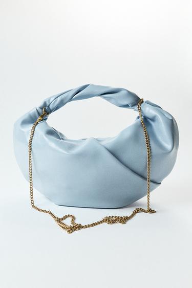BOLSO DE MANO FRUNCIDOS - Azul de Zara