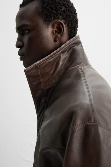 LEATHER JACKET - Brown by Zara
