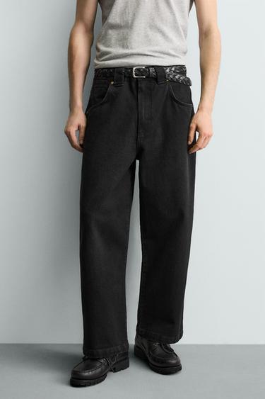 Zara RELAXED FIT CARPENTER PANTS - Black