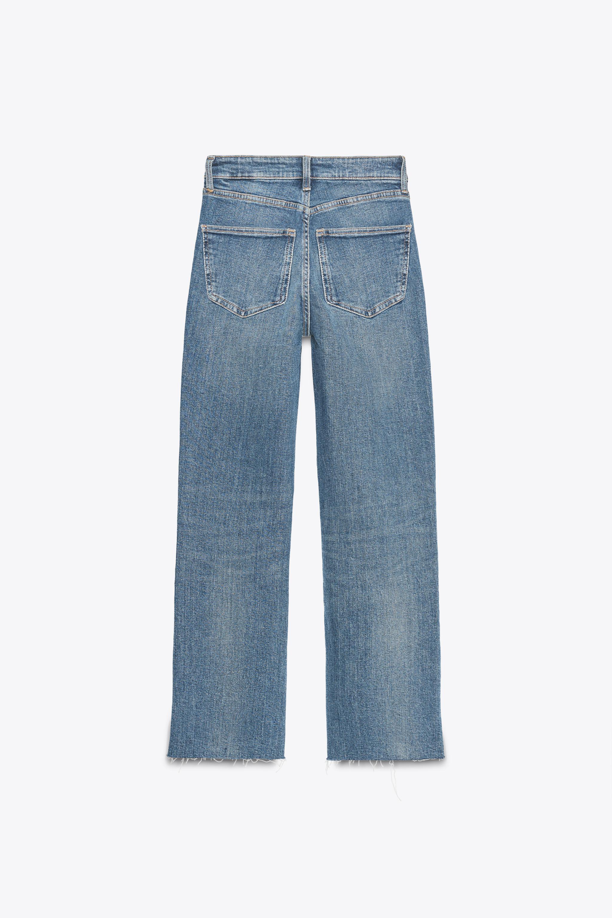ZARA TRF ハイウエストクロスオーバーワイドレッグジーンズ 34 ネイビー ZARA TRF ハイウエストクロスオーバーワイドレッグジーンズ 34