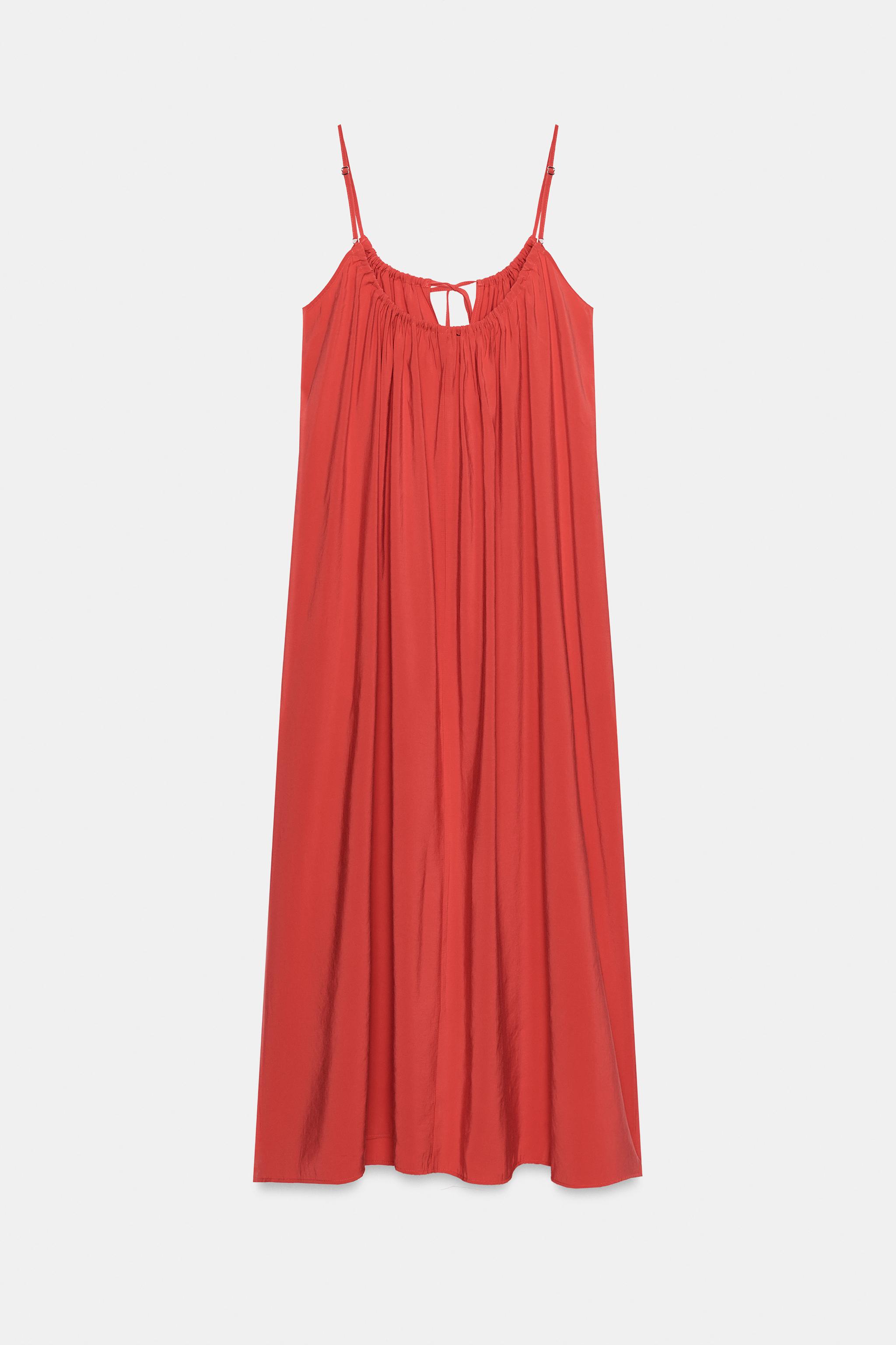 Zara BAĞCIKLI DÖKÜMLÜ MİDİ ELBİSE görsel 6
