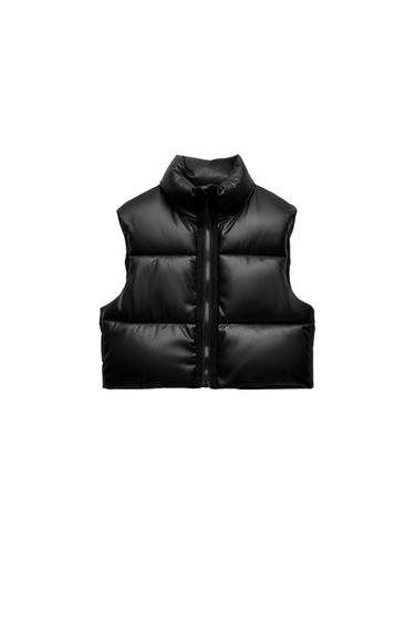 FAUX LEATHER PUFFER GILET