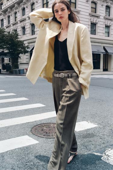 PANTALON À PINCES ZW COLLECTION - Marron clair de Zara