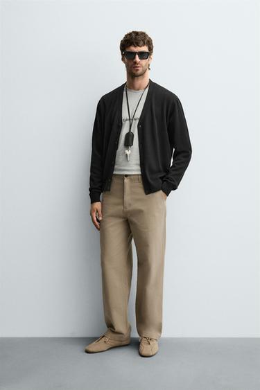 STRAIGHT-LEG CHINO TROUSERS - Beige by Zara