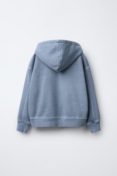 SWEAT À CAPUCHE EFFET DÉLAVÉ - Bleu de Zara - Image 1