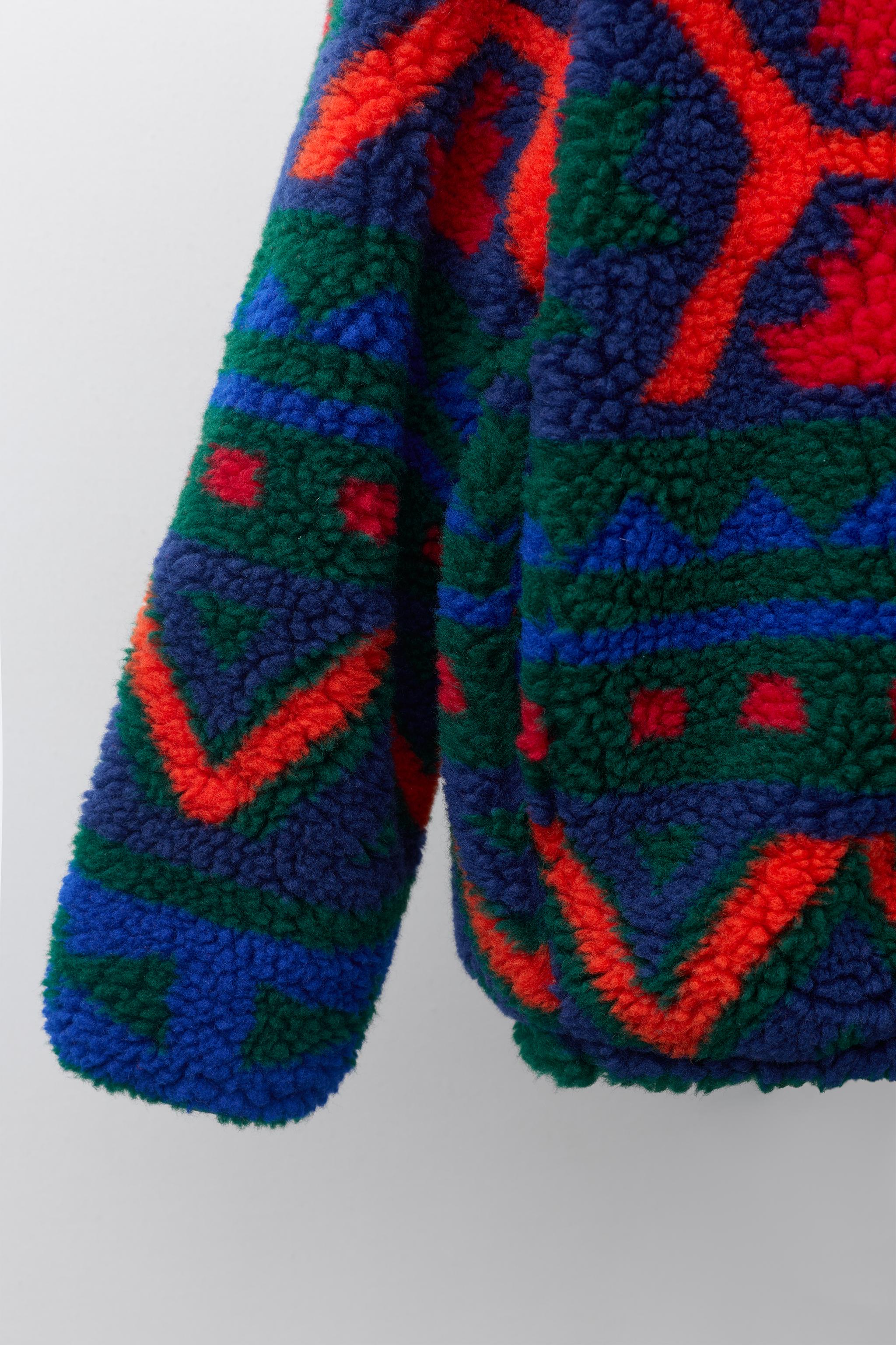 Детские куртки Zara GEOMETRIC PRINT FAUX SHEARLING JACKET — фото 6