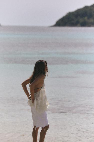 HALTER TOP WITH RUFFLES AND STUDS - Ecru by Zara - Image 2