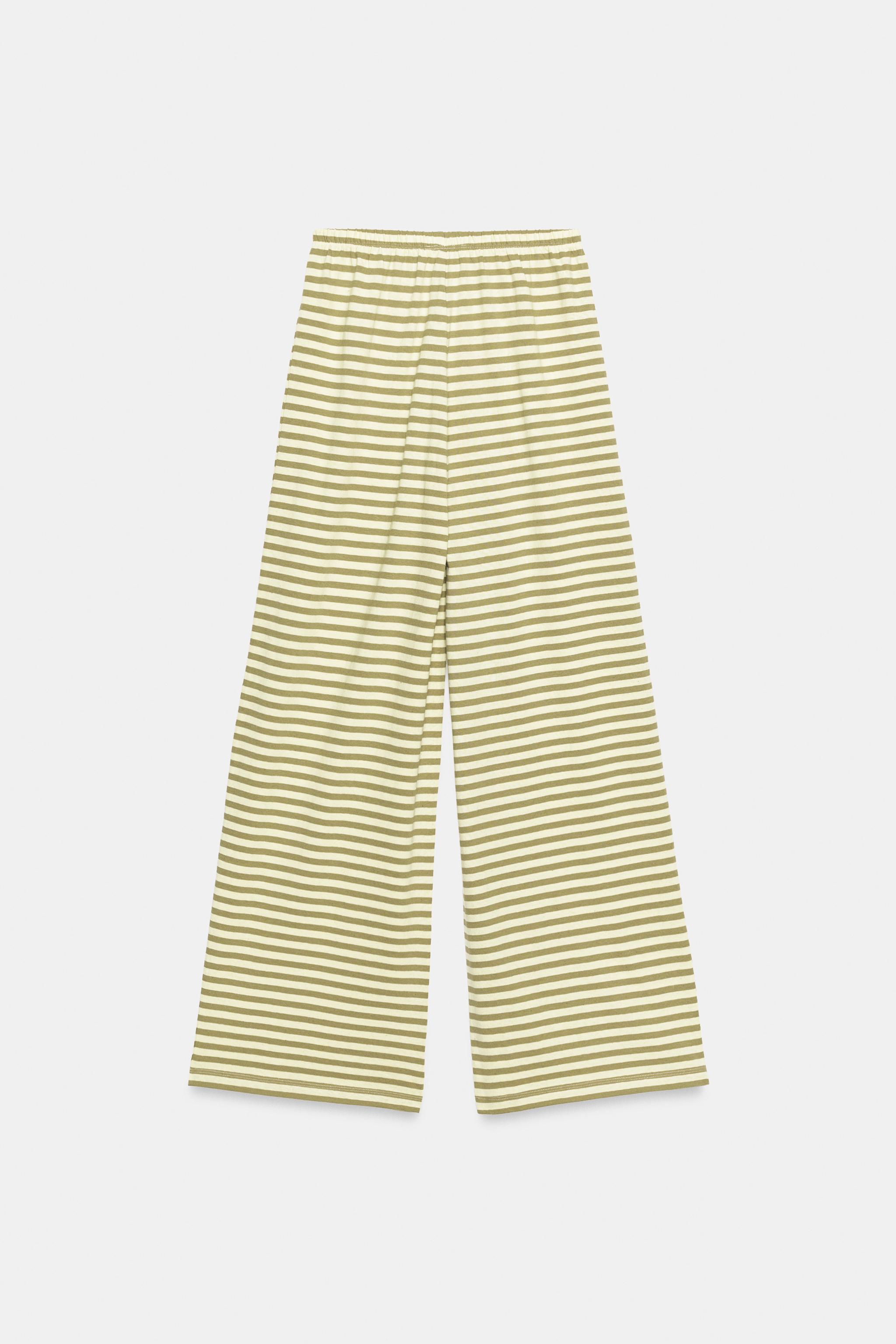 STRIPED COTTON AND LINEN PANTS