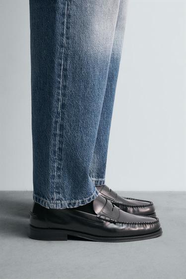LEATHER PENNY LOAFERS - Black by Zara