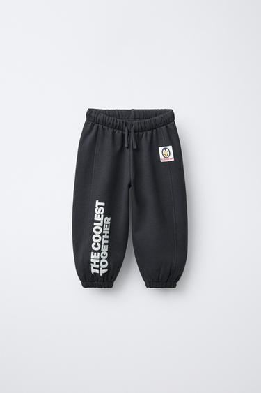 Zara FLOCKED TEXT JOGGER PANTS - Anthracite grey - Image 0