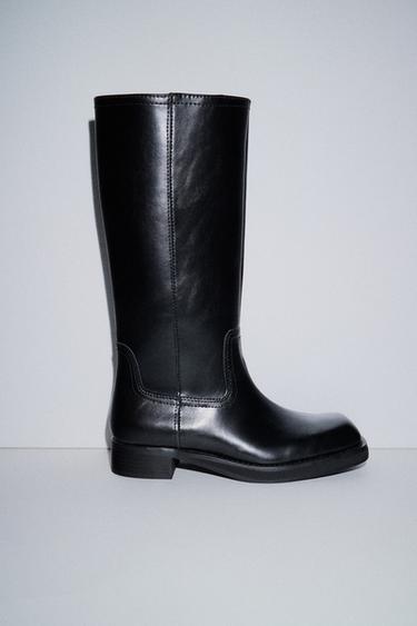 Zara FLAT HIGH SHAFT BOOTS - Black