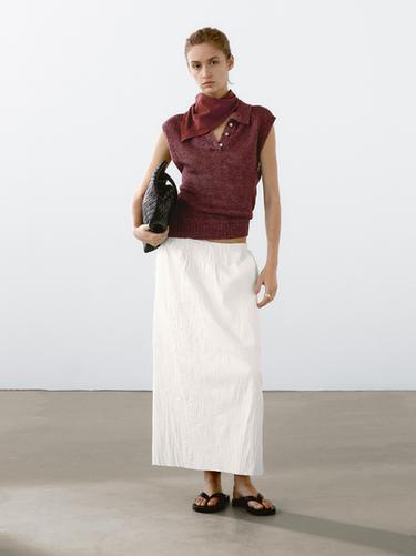 Zara 100% linen faded-effect knit top - various