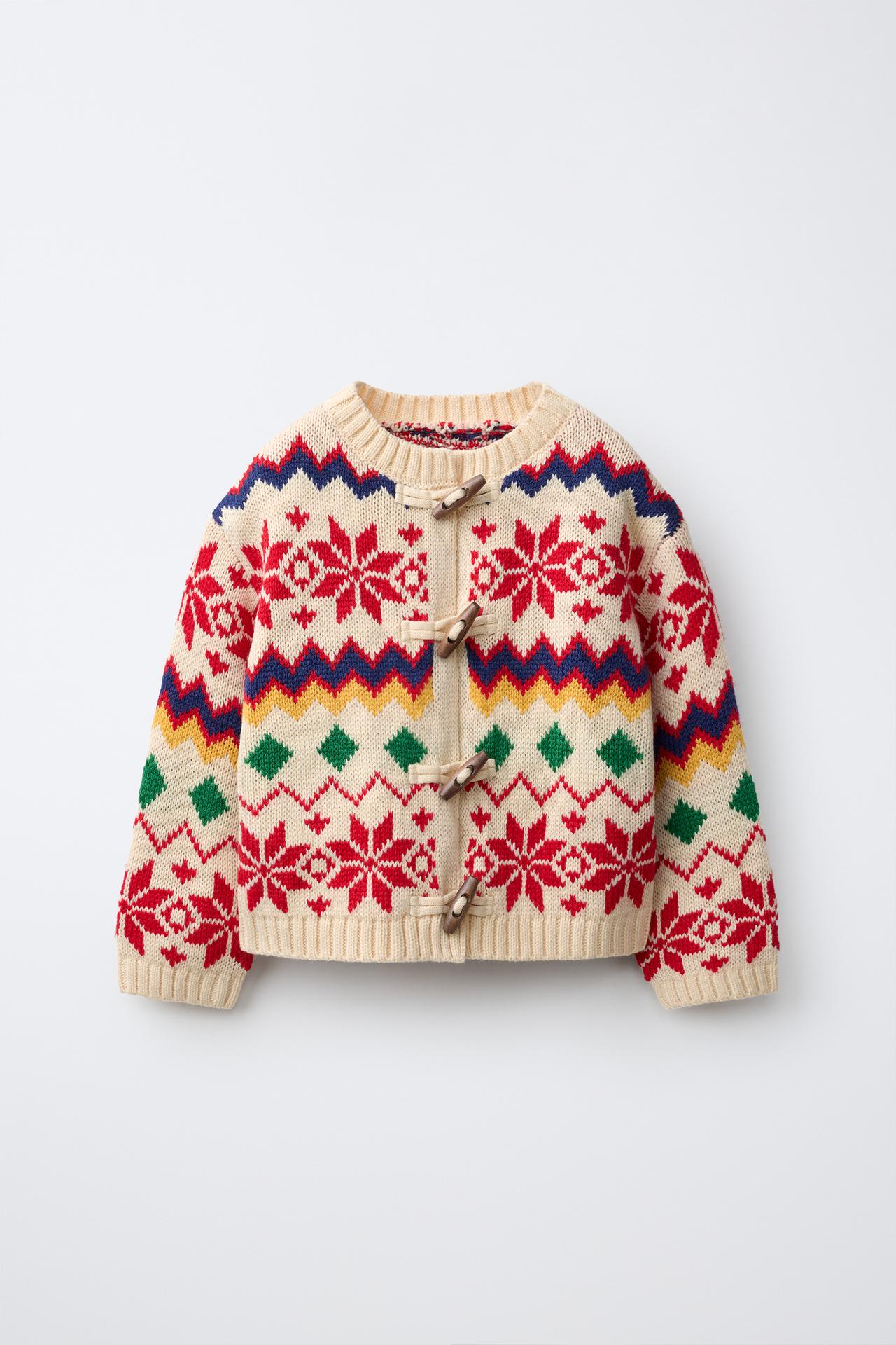 WOOL JACQUARD CARDIGAN — Multicolored