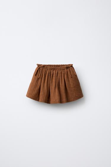 CHECK AND BOW BERMUDA SKIRT BENSIMON ® X ZARA - Caramel by Zara