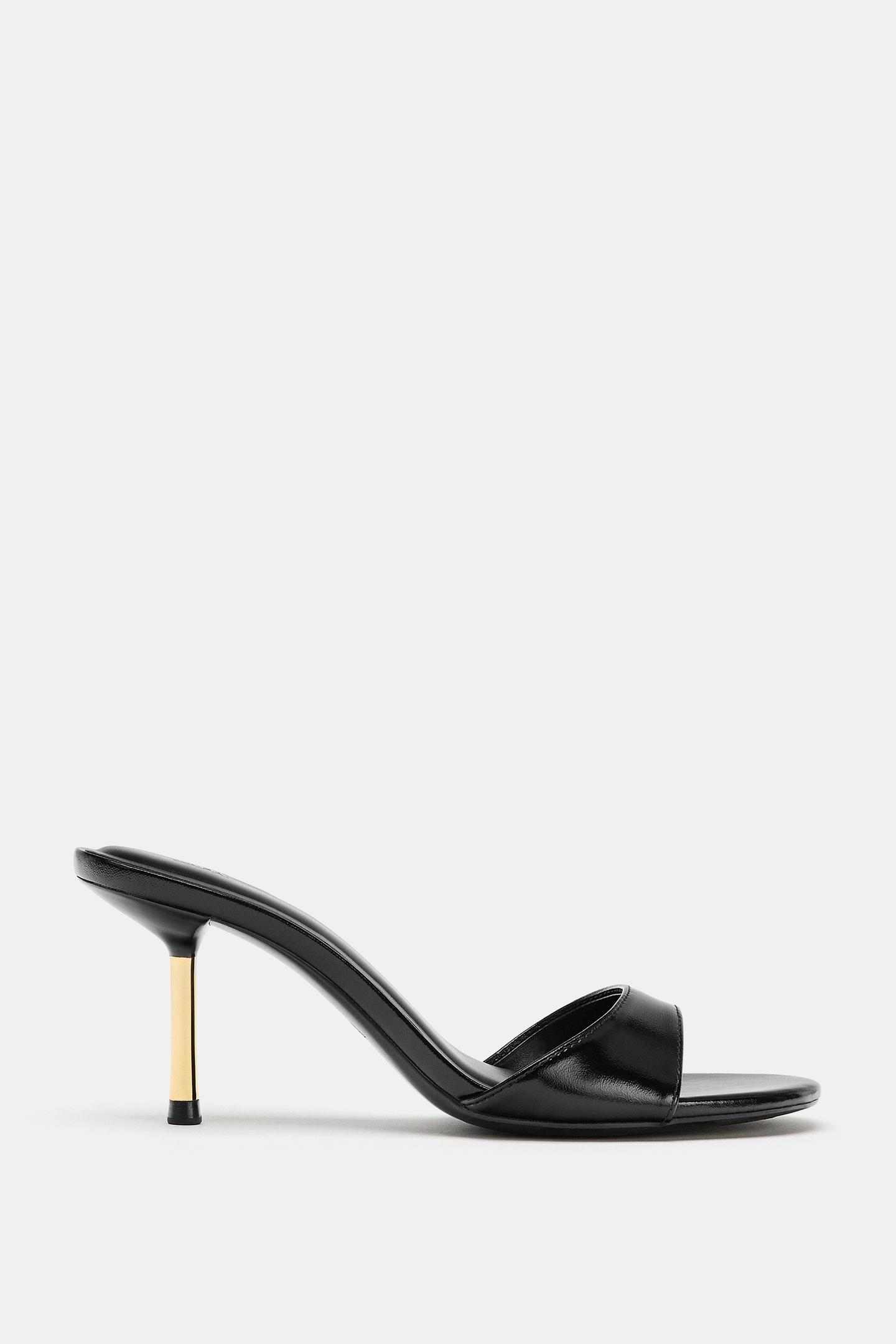 Женские сандалии Zara Metallic Heeled, цвет: Чёрный — фото 2