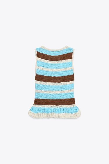 STRIPED KNIT TOP WITH RUFFLE - Multicoloured by Zara - Image 5