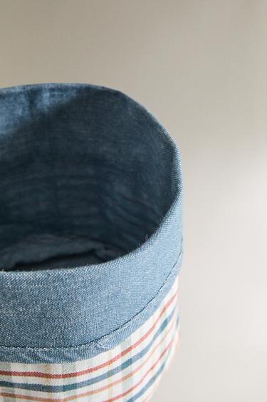 CHECK COTTON BREAD BASKET - Blue by Zara - Image 1