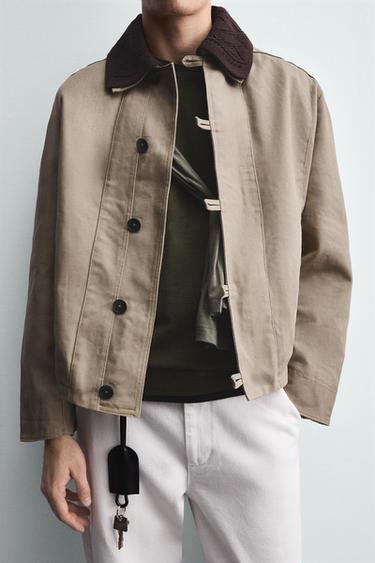 CONTRAST CROCHET COLLAR JACKET - camel by Zara - Image 4