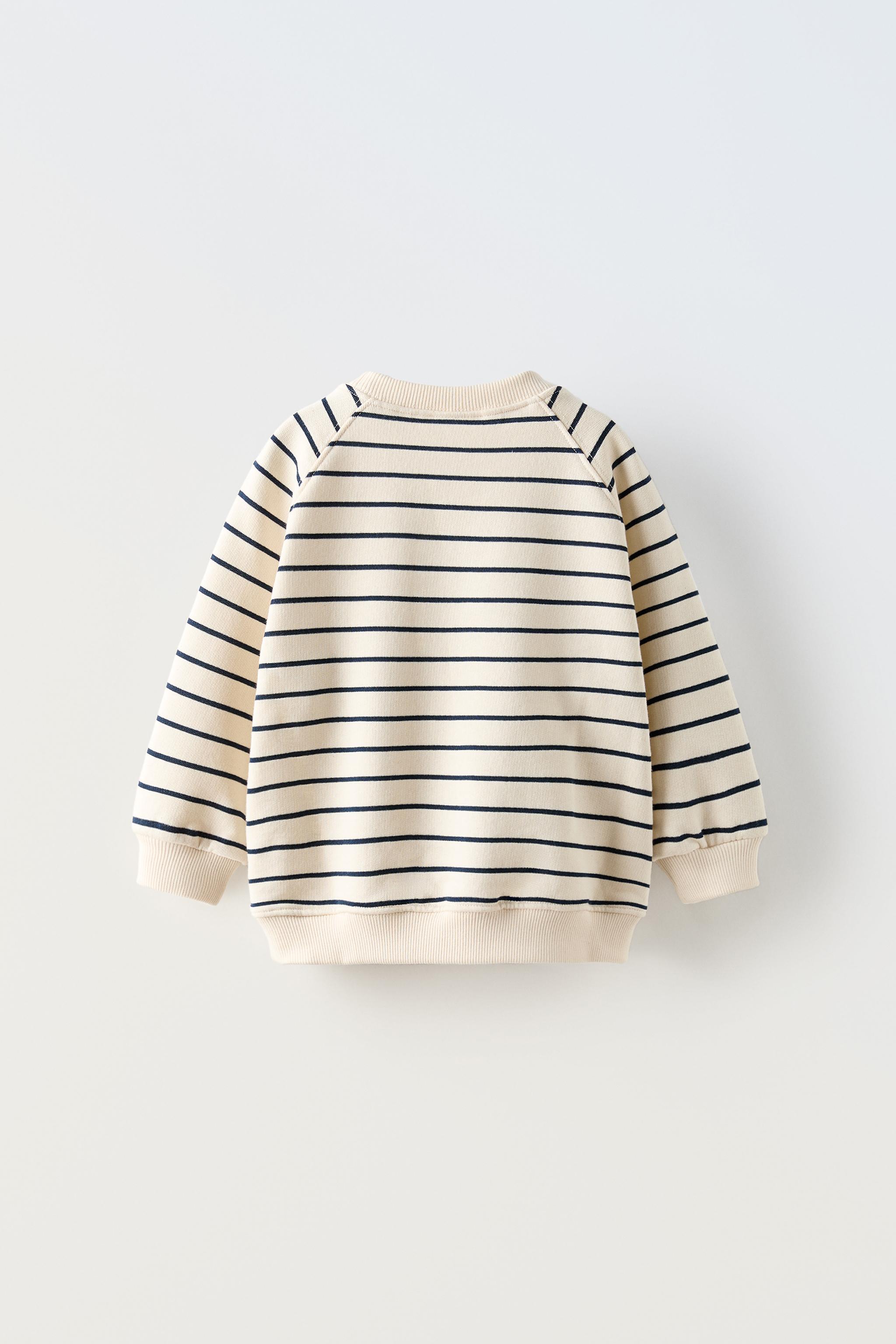 ZARA STRUCTURED STRIPED fashion SWEATSHIRTnECRU / RED