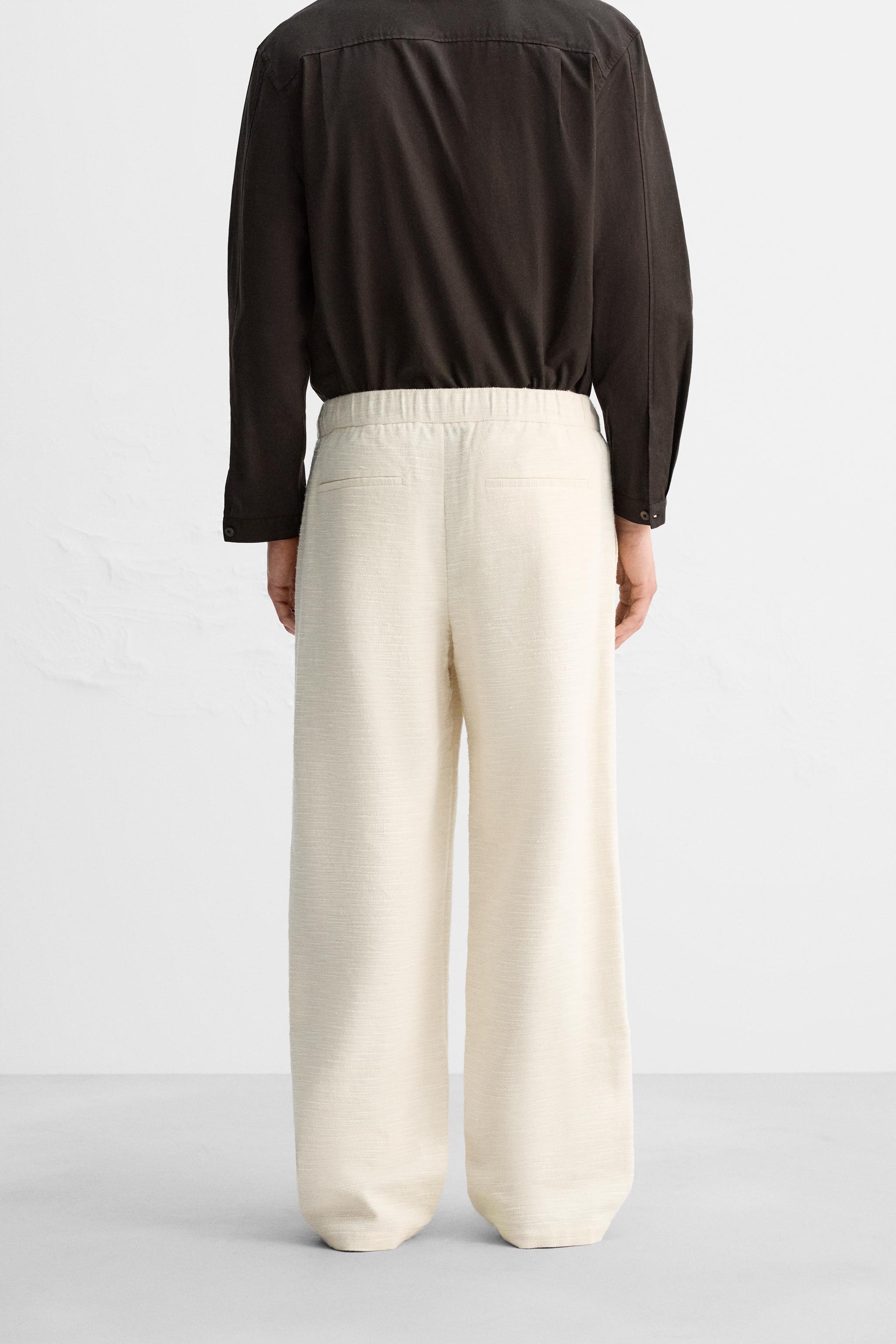 リラックスフィットテクスチャーパンツ - エクリュ | ZARA Japan