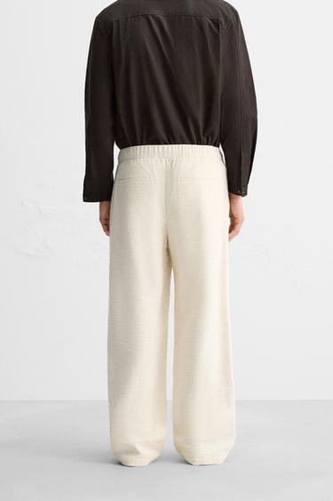 TEXTURED RELAXED FIT TROUSERS - Ecru by Zara - Image 2