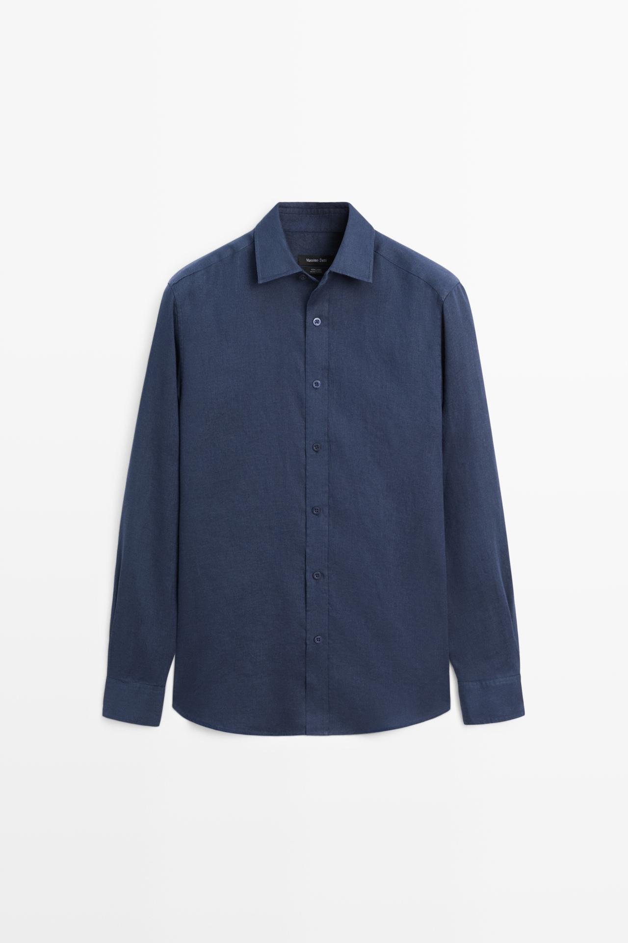 Slim fit 100% linen shirt — Bluish