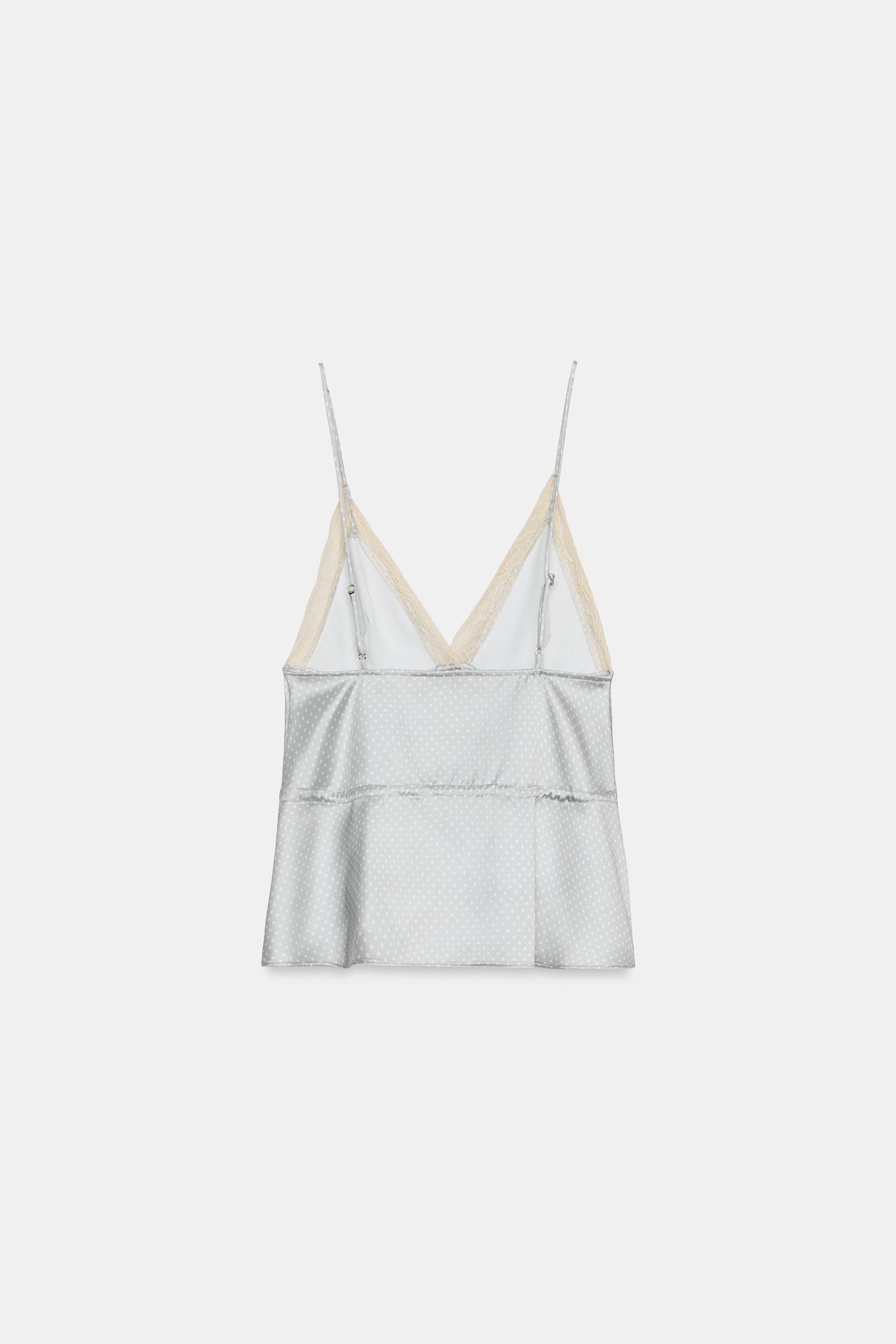 SATIN LACE TOP - White / Grey | ZARA Hungary / Magyarország