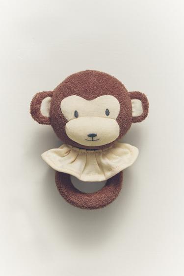 BABY MONKEY SOFT TOY RATTLE - Brown Zara