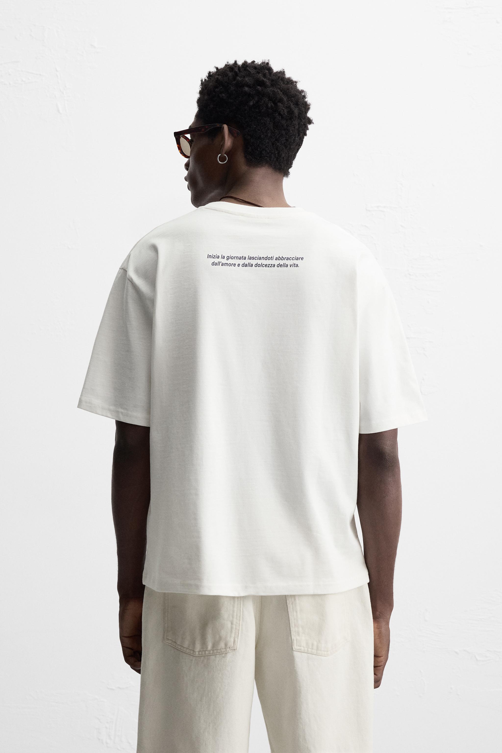 コントラストプリントTシャツ - ホワイト | ZARA Japan / 日本