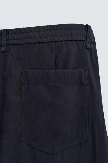 RELAXED FIT FLOWING TROUSERS - Navy blue by Zara - Image 8