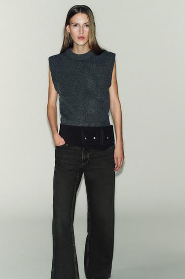 GILET EN MAILLE DOUCE - Gris moyen de Zara