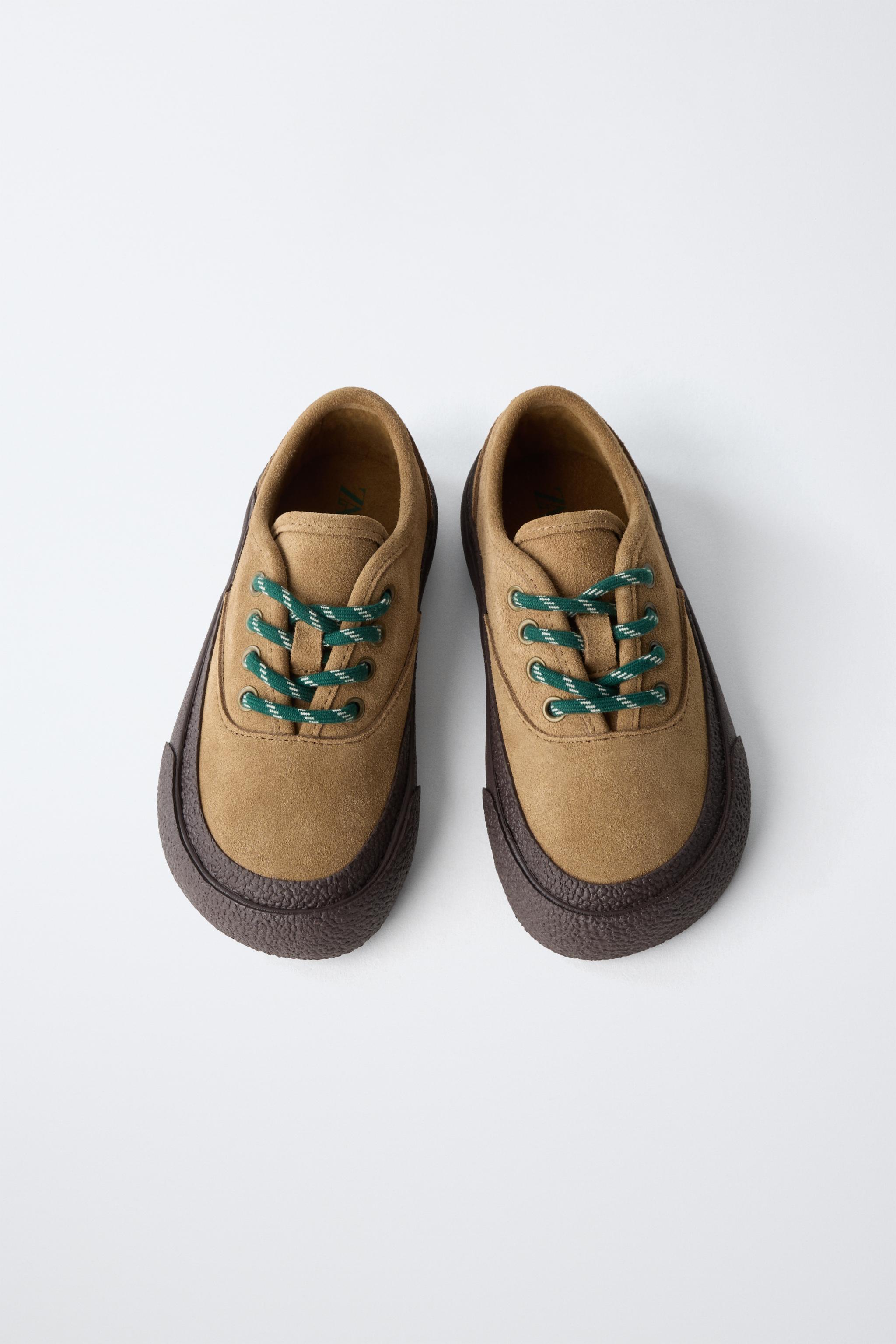 Детские кроссовки Zara CONTRAST LEATHER SNEAKERS — фото 6