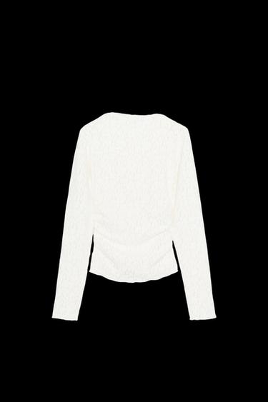 SOFT-TOUCH LACE GATHERED TOP - Ecru by Zara