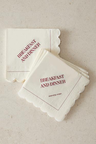 PACK OF PAPER BREAKFAST NAPKINS (PACK OF 20) - White by Zara