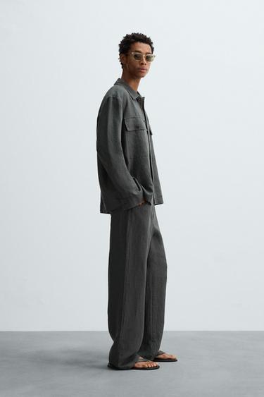 RELAXED FIT 100% HEMP OVERSHIRT - Anthracite grey by Zara - Image 3
