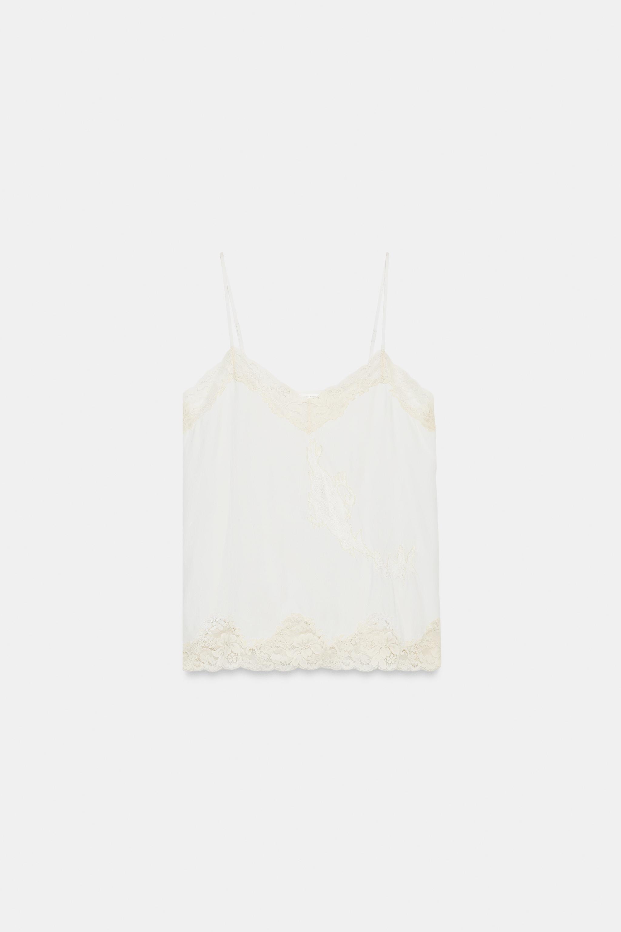 ZW COLLECTION LACE CAMISOLE TOP - Oyster-white | ZARA Canada