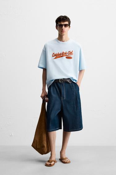 TOWELLING PATCH T-SHIRT - Sky blue by Zara - Image 0