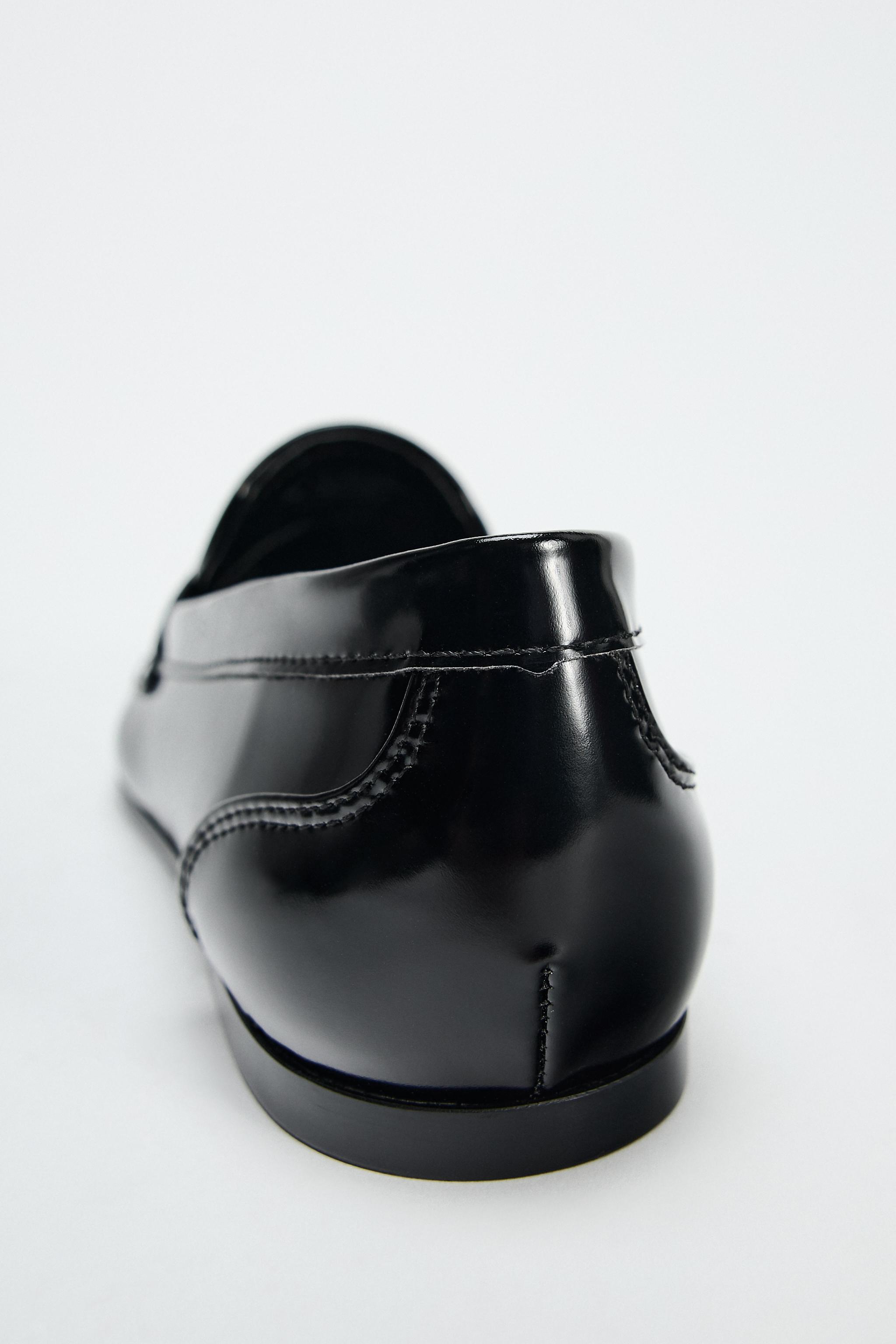 FAUX PATENT LEATHER PENNY LOAFERS - Black | ZARA United States