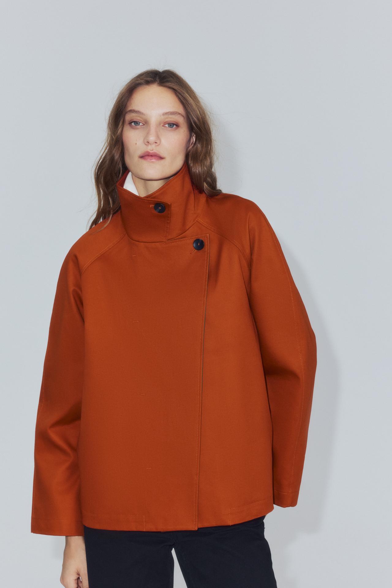 ZW COLLECTION SHORT TRENCH COAT — Dark orange