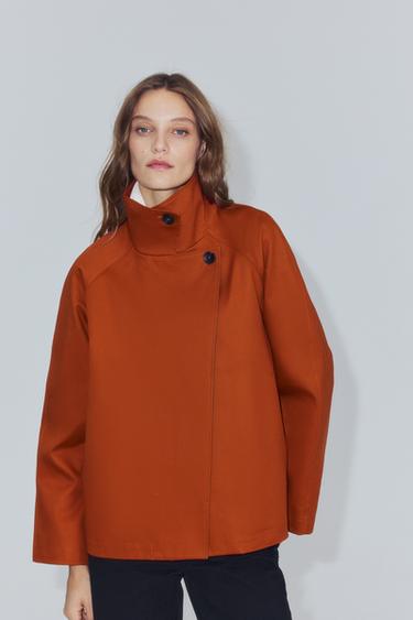 ZW COLLECTION SHORT TRENCH COAT — Dark orange 2