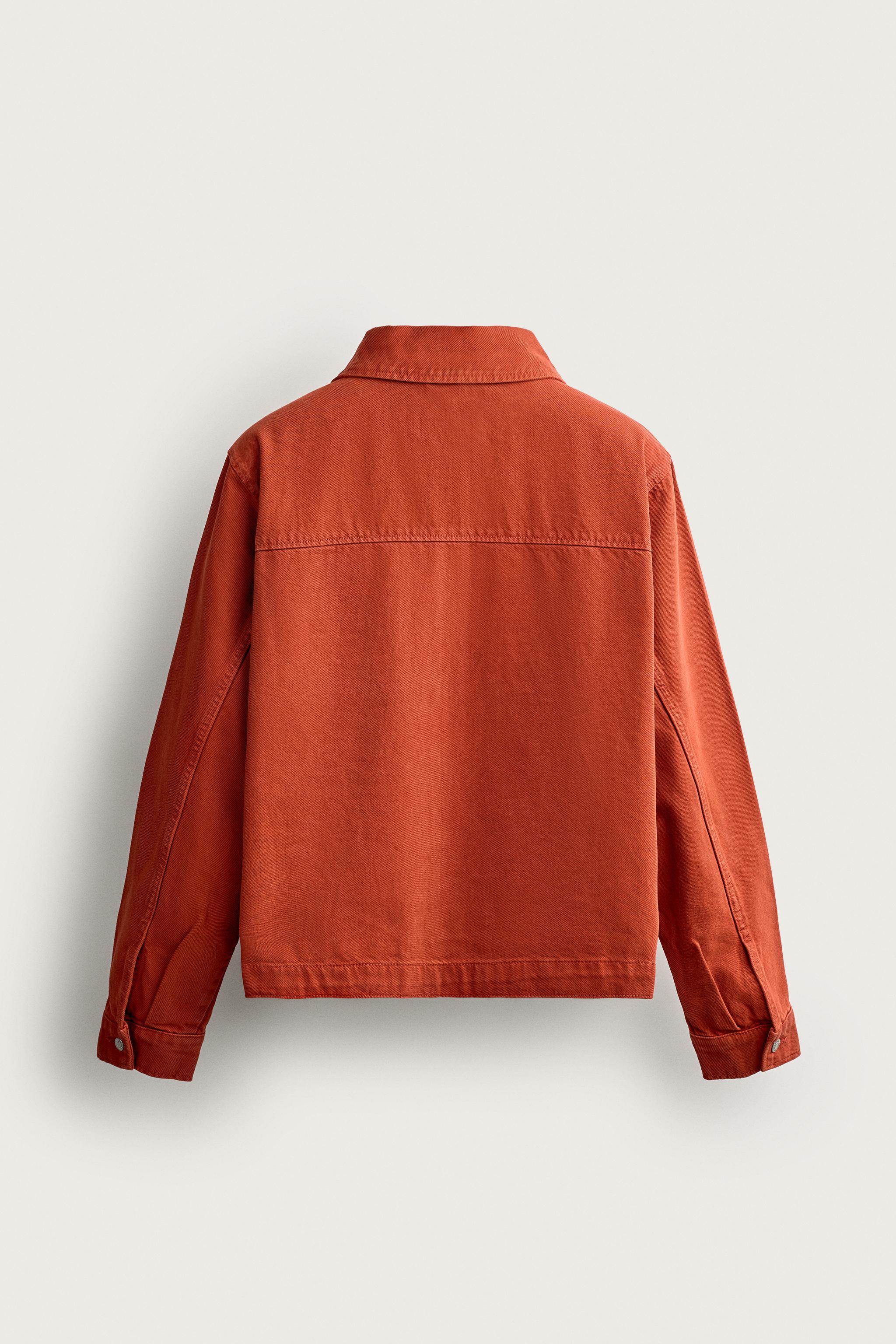 EMBROIDERED PATCH RELAXED FIT JACKET — Orange