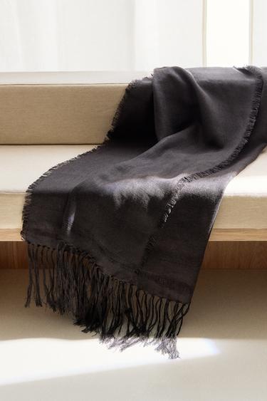 PLAID LIN FRANGES - Marron foncé de Zara - Image 5