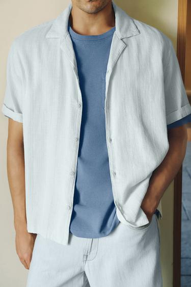STRIPED JACQUARD SHIRT - Light blue by Zara