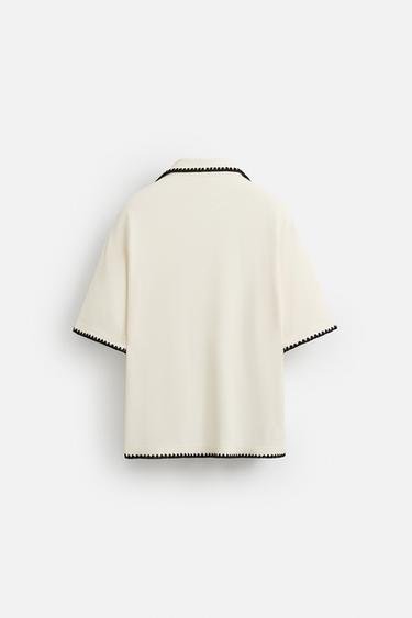 CONTRAST TRIM SHIRT - Oyster-white by Zara - Image 7