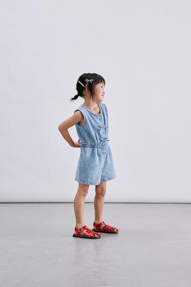 COMBINAISON COURTE EN DENIM AVEC NŒUDS - Bleu clair de Zara
