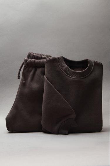 LABEL JOGGER SWEATSUIT - Dark aubergine by Zara